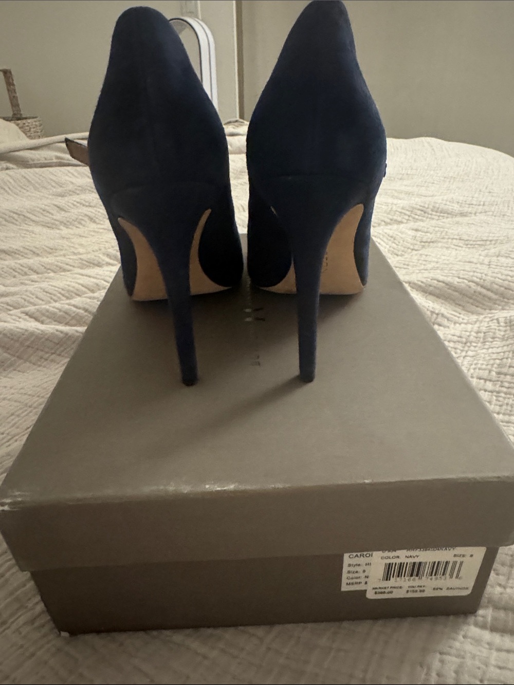 Halston Heritage Navy Suede Mary Jane Pumps - Picture 4 of 5